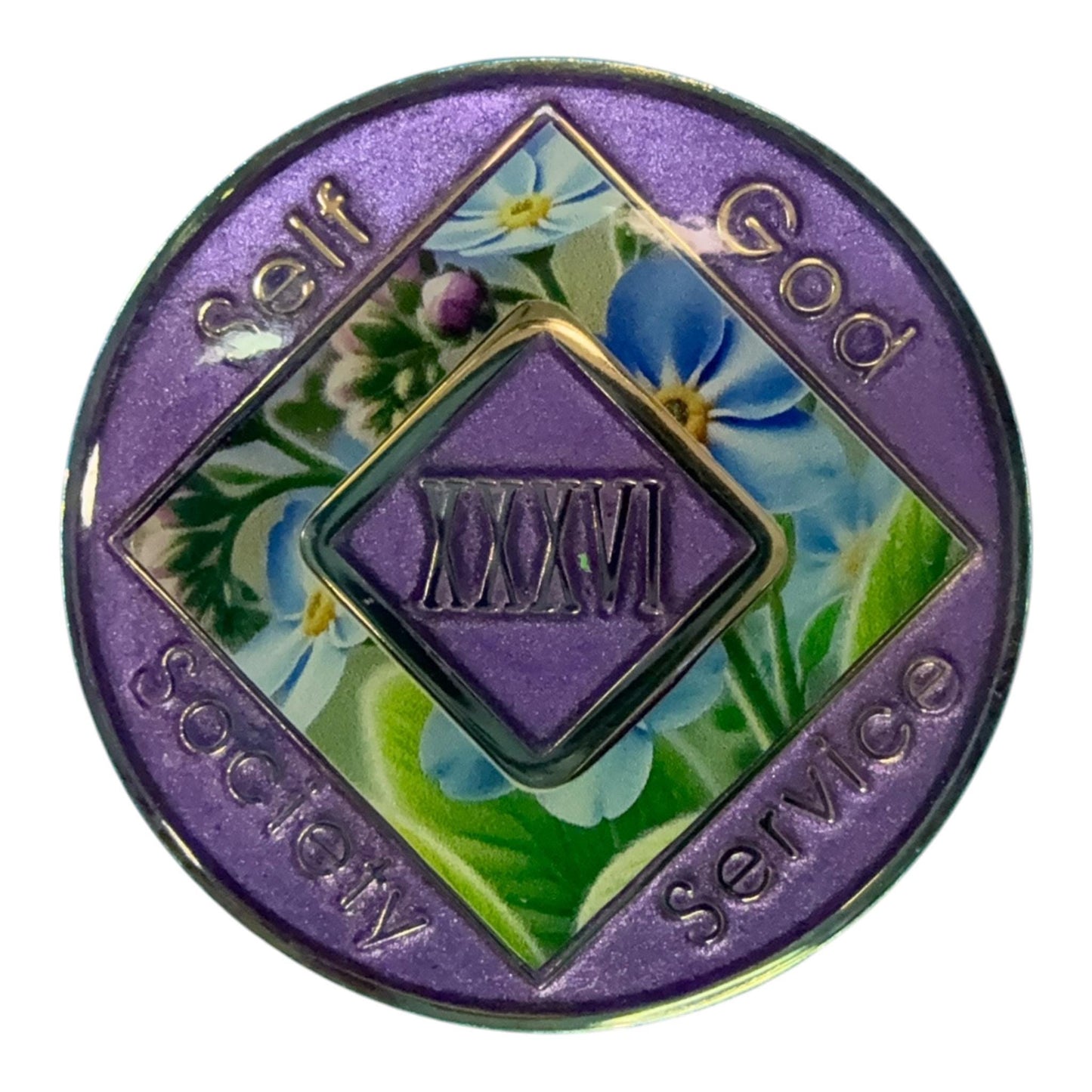 Forget Me Not Narcotics Anonymous Medallion | Custom NA Recovery Coin | Anniversary Milestone Chip