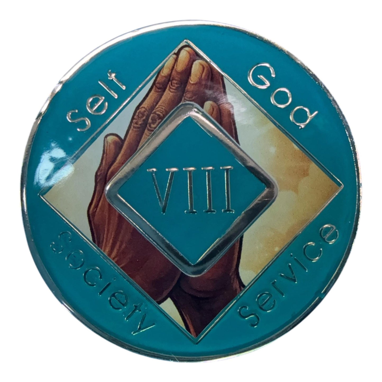 NA Recovery Medallion Praying Hands Sobriety Chip | Faith & Surrender NA Milestone Coin