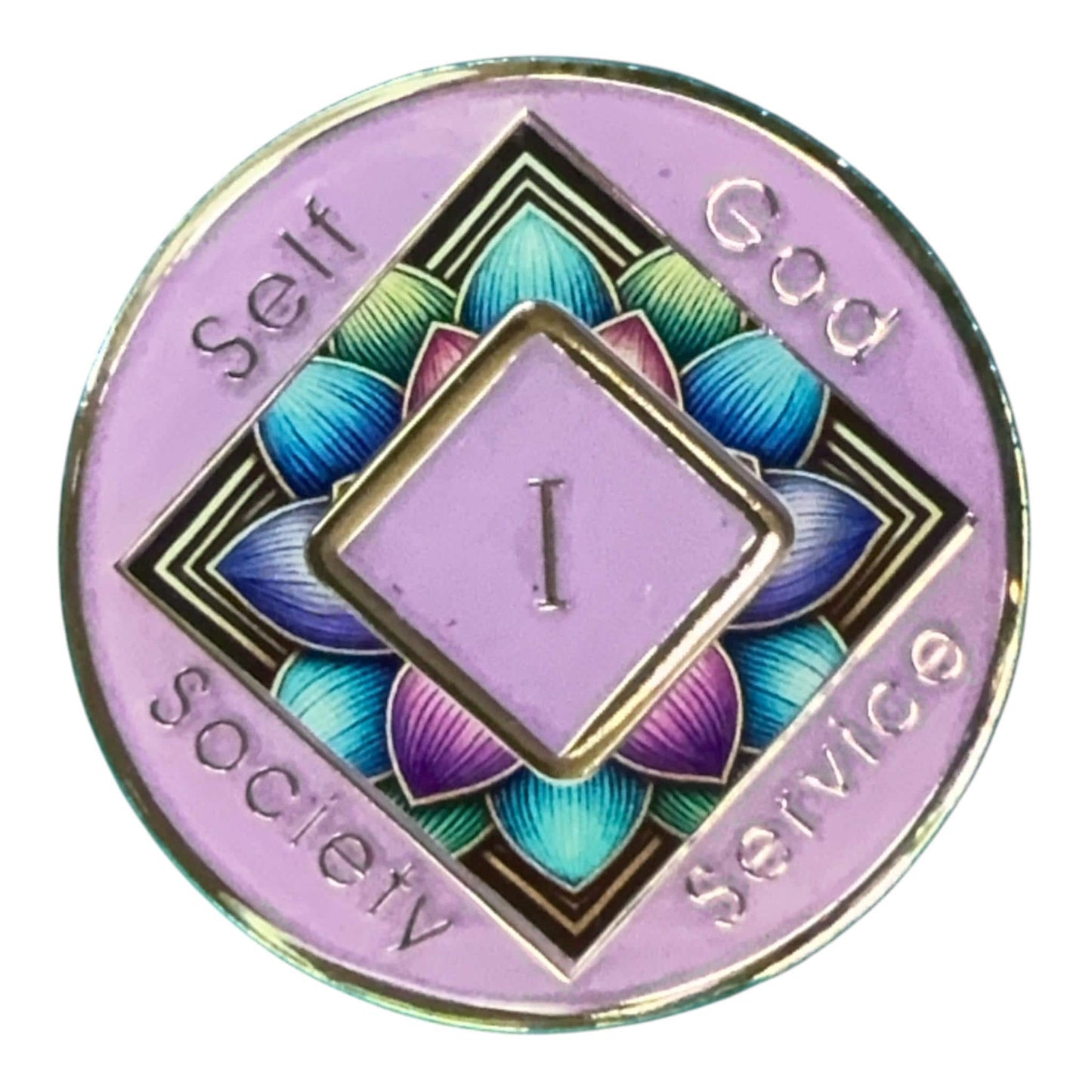 Lotus Flower NA Medallion – Narcotics Anonymous Sobriety Chip – Bronze Spiritual Recovery Token