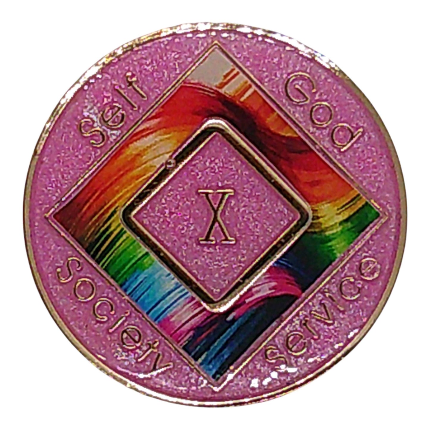 Rainbow Brushstroke NA Recovery Medallion: Custom Clean Time Chip