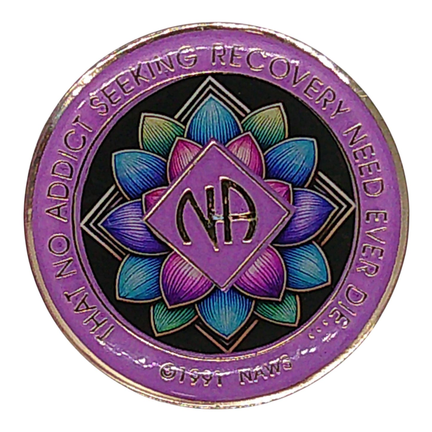 Lotus Flower NA Medallion – Narcotics Anonymous Sobriety Chip – Bronze Spiritual Recovery Token