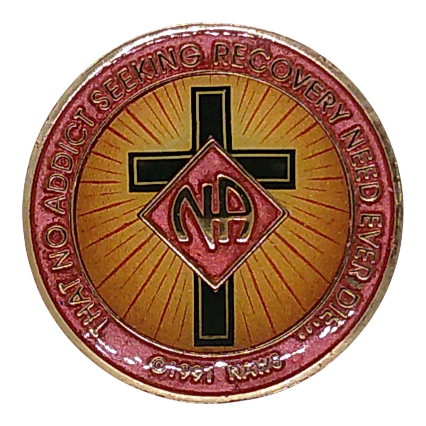 NA Medallion – Cross Design Recovery Coin, Milestone Gift, Resin Finish