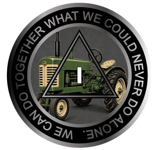 Vintage Farm Tractor AA Recovery Medallion – 38mm Stainless Steel Sobriety Coin