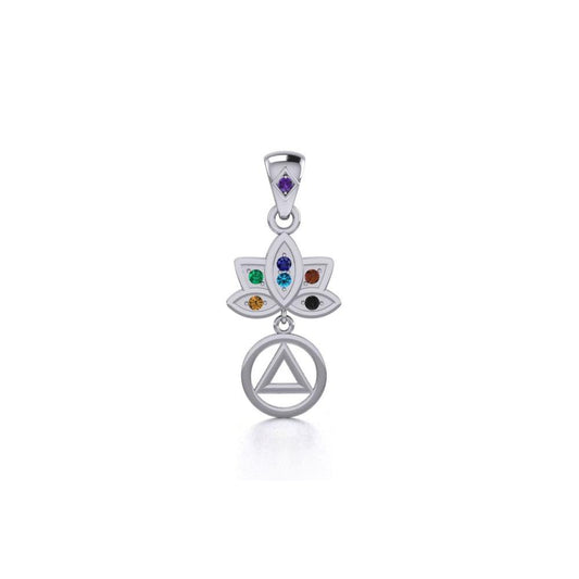 Lotus Recovery Chakra Sterling Silver Pendant with Gemstones