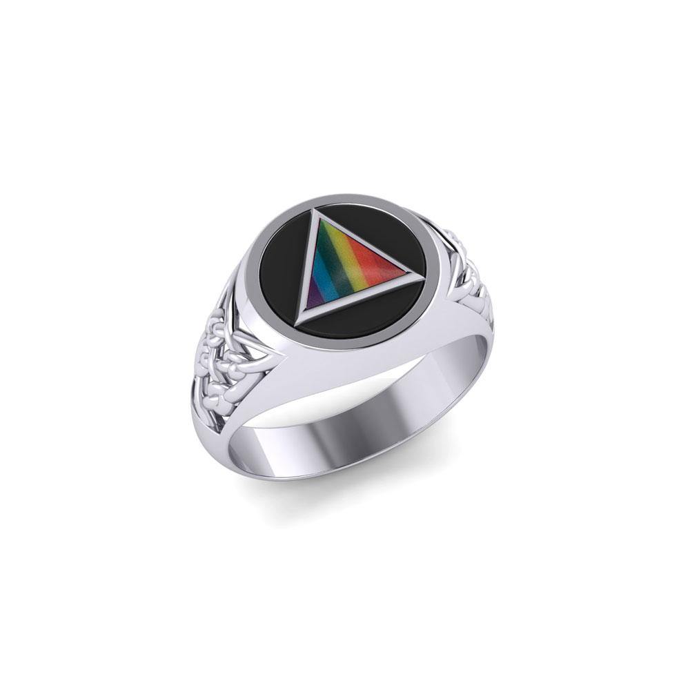 Celtic AA Symbol Sterling Silver Ring With Gemstone From Peter Stone Recovery Collection